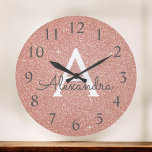 Pink Rose Gold Sparkle Glitter Monogram Name<br><div class="desc">Rosa - Rose Gold Sparkle Glitzer Monogramm Name und erste Serving Wall Uhr. Die Wall-Uhr ist das ideale Geschenk für jemanden,  der rosa funkelnden Glitzer Liebe.</div>