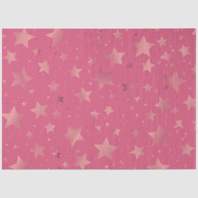 Pink | ROSE | Gold Star Muster Seidenpapier (Vorderseite)