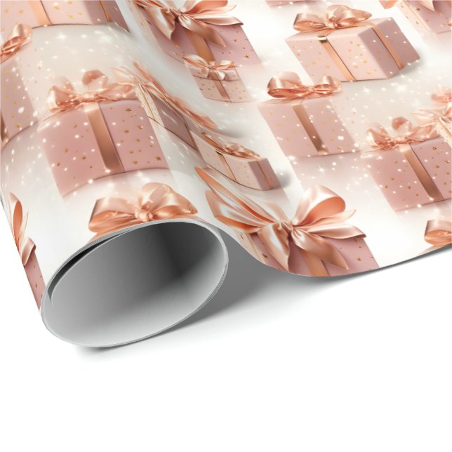 Pink & Rose Gold Weihnachtsgeschenk Whimsical Fest Geschenkpapier (Rolleneckpunkt)