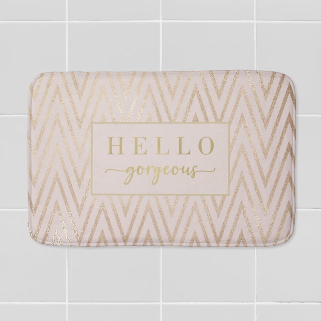 Pink Rose Gold Zickzack Hallo Herrlich Bath Mat Badematte (Von Creator hochgeladen)