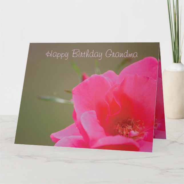 Pink Rose Happy Birthday Oma Karte (Vorderseite)