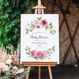 Pink Rose Hydrangea Blumenarch Girl Babydusche Poster