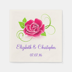 Pink Rose Illustration Serviette