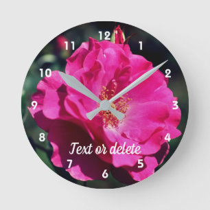 Pink Rose In Full Bloom Close Up Personalized Runde Wanduhr