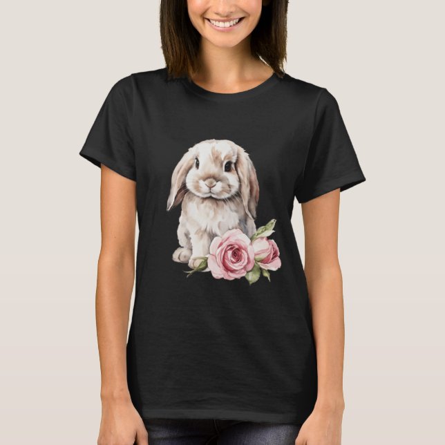 Pink Rose Lose Bunny Rabbit T-Shirt (Vorderseite)