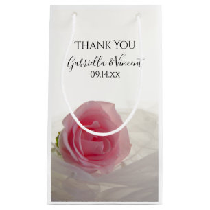 Pink Rose on White Wedding Danke Kleine Geschenktüte