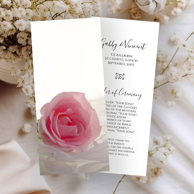 Pink Rose on White Wedding Programm (Von Creator hochgeladen)