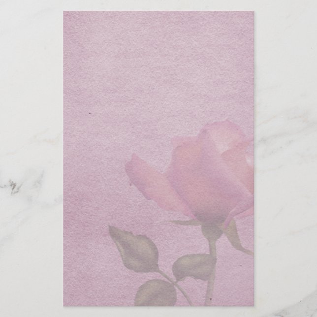 Pink Rose Parchment Stationierung Briefpapier (Vorderseite)