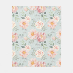 Pink Rose Pastel Garden Muster Fleecedecke