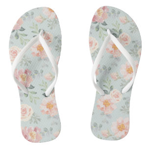 Pink Rose Pastel Garden Muster Flip Flops