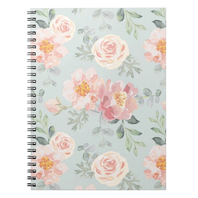 Pink Rose Pastel Garden Muster Notizblock (Vorderseite)