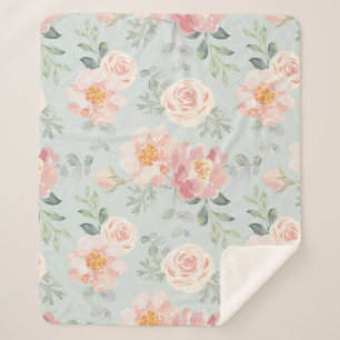 Pink Rose Pastel Garden Muster Sherpadecke