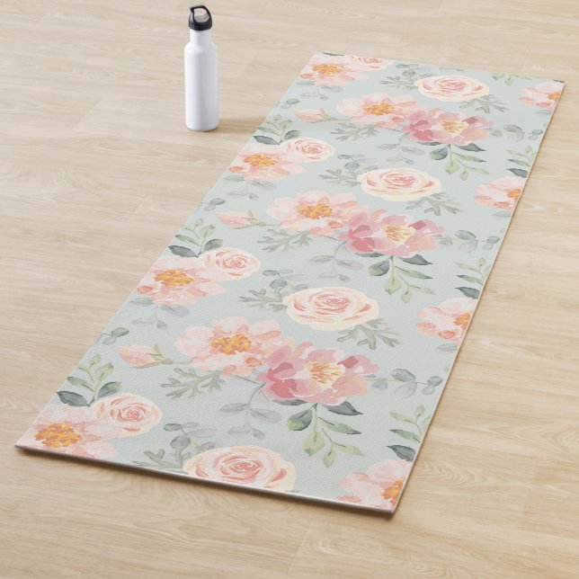 Pink Rose Pastel Garden Muster Yogamatte (Beispiel)