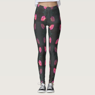 Pink Rose Pattern Leggings