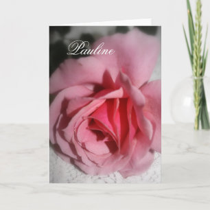 Pink Rose Pauline Name Greeting Card Karte
