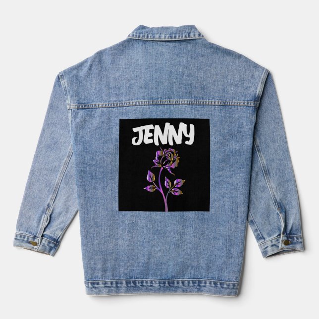 PINK ROSE PERSONALISIERT Denim Jean Jacket Jeansjacke (Rückseite)