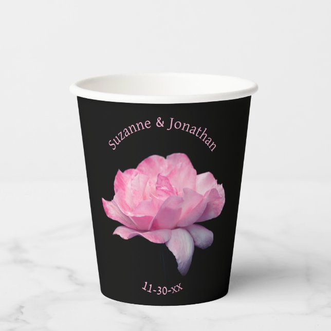 Pink Rose Personalisiert Wedding Bridal Pappbecher (Vorderseite)