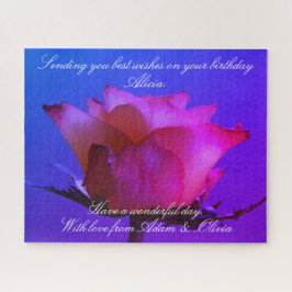 Pink Rose Personalizable Jigsaw Puzzle