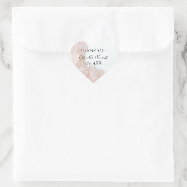 Pink Rose Quartz Wedding Vielen Dank für Ihre Unte Herz-Aufkleber (Tasche)