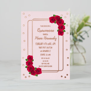 Pink Rose Quinceañera Folieneinladung