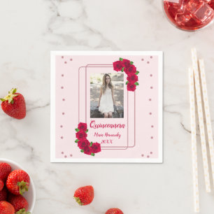 Pink Rose Quinceañera Serviette