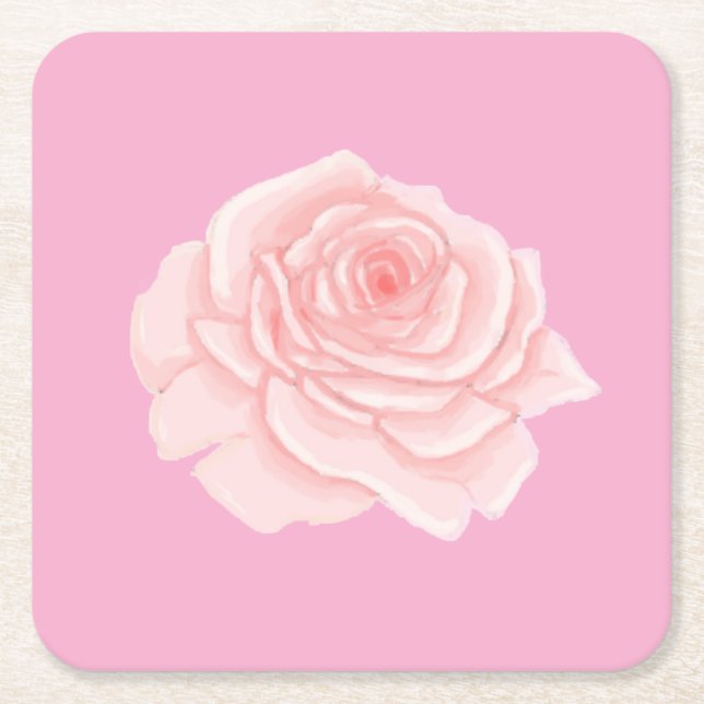 Pink rose rechteckiger pappuntersetzer (Vorderseite)