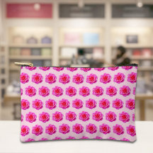 Pink Rose Seamless Pattern Pouch