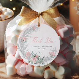 Pink Rose Silver Winter Thank you Geschenkanhänger