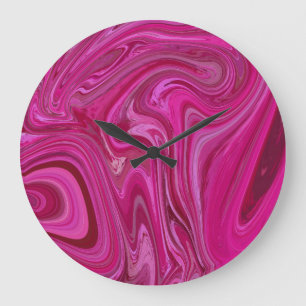 Pink Rose Swirls Große Wanduhr