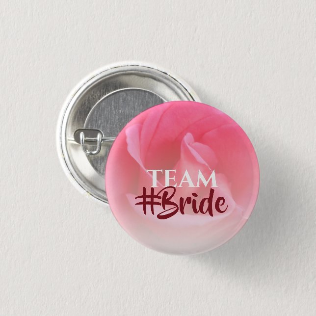 Pink Rose Team Bride Button (Vorne & Hinten)