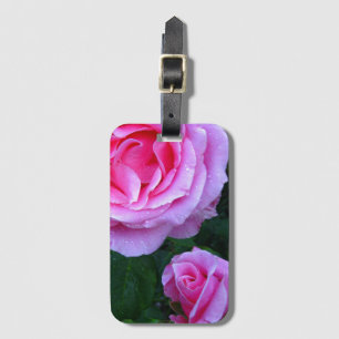 Pink Rose und Bug Gepäckanhänger mit Lederband