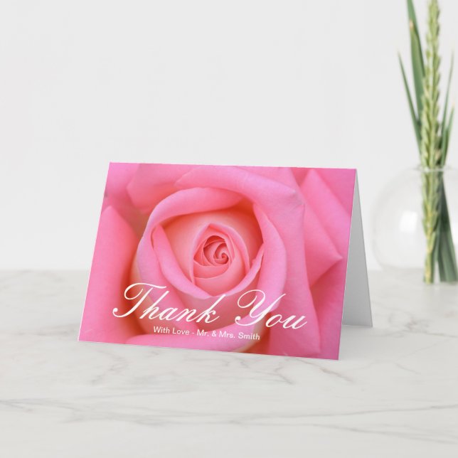 Pink Rose Vielen Dank Dankeskarte (Vorderseite)