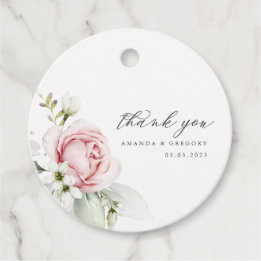 Pink Rose Watercolor Wedding Danke für die Tags Geschenkanhänger