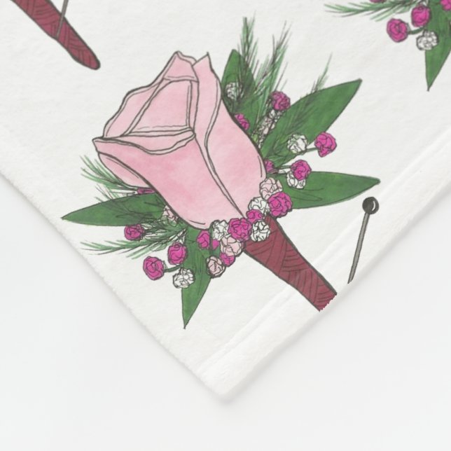 Pink Rose Wedding Prom Boutonniere Blume Floral Fleecedecke (Ecke)