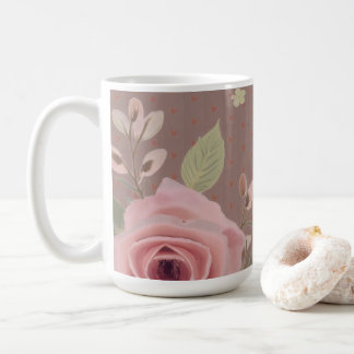 Pink Rose With Typography Kaffeetasse