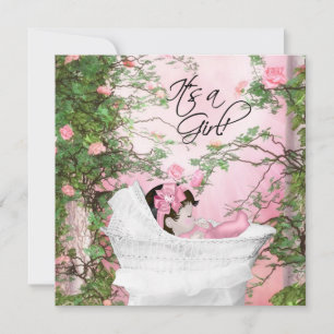 Pink-Rosen-Garten-Baby-Party Einladung