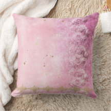 Pink Rosen Grunge Damast - Kissen