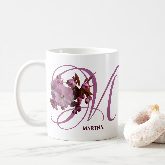 Pink Rosenkirsche Blume mit dem Namen Martha Kaffeetasse (Mit Donut)