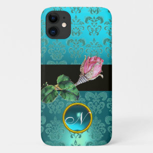 PINK ROSENKNOSPE JEWEL, BLUE AQUAMARIN DAMASK GEM Case-Mate iPhone HÜLLE