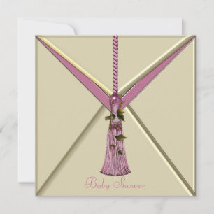Pink Rosenknospe Tassel Baby Dusche Einladungen
