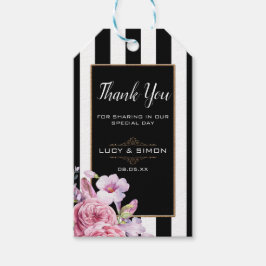 Pink Roses and Stripes Vielen Dank Tag Geschenkanhänger