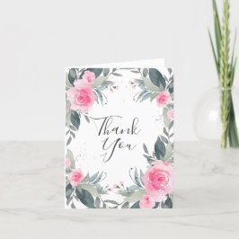 Pink Roses Aquarellblume Dankeschön Karte