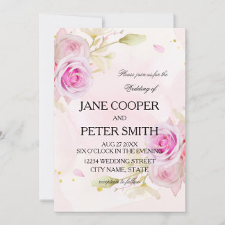 Pink roses arrangement Wedding Invitation Einladung