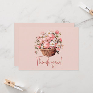Pink Roses Basket Vielen Dank Karte