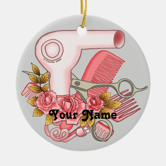 Pink Roses Beautician custom name ornament  (Vorne)