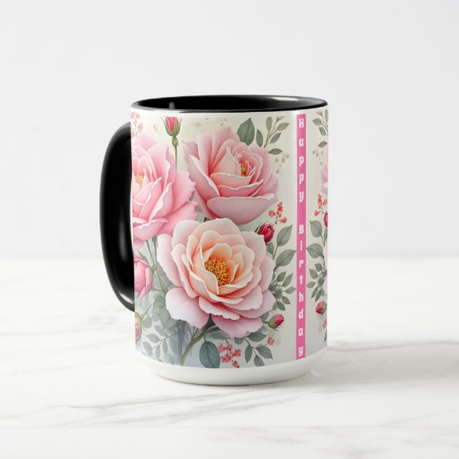 Pink Roses Beautiful Luxury Popular Collection Tasse (Vorderseite Links)