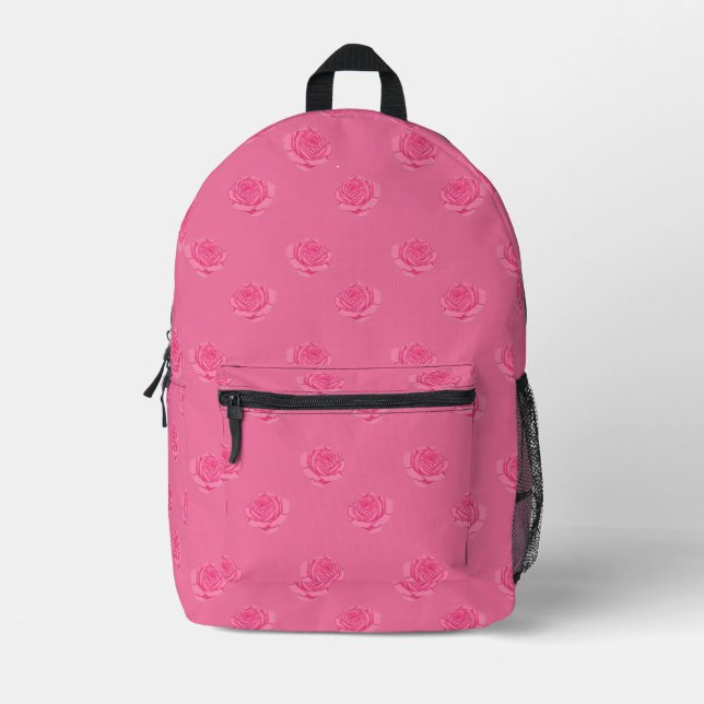 Pink roses bedruckter rucksack (Vorderseite)