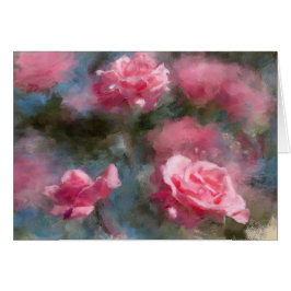 Pink Roses Blank Card