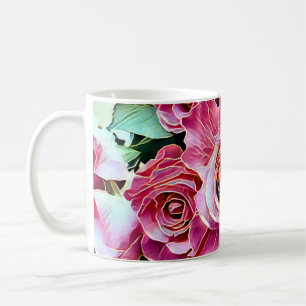 PINK ROSES BLUME KAFFEETASSE