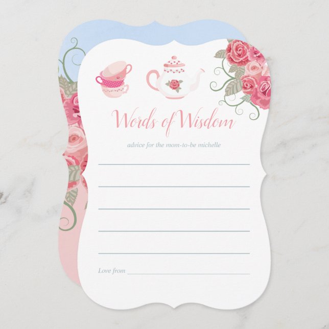 Pink Roses Blumenkohl Tee Party Kinderdusche Mama  Einladung (Vorne/Hinten)